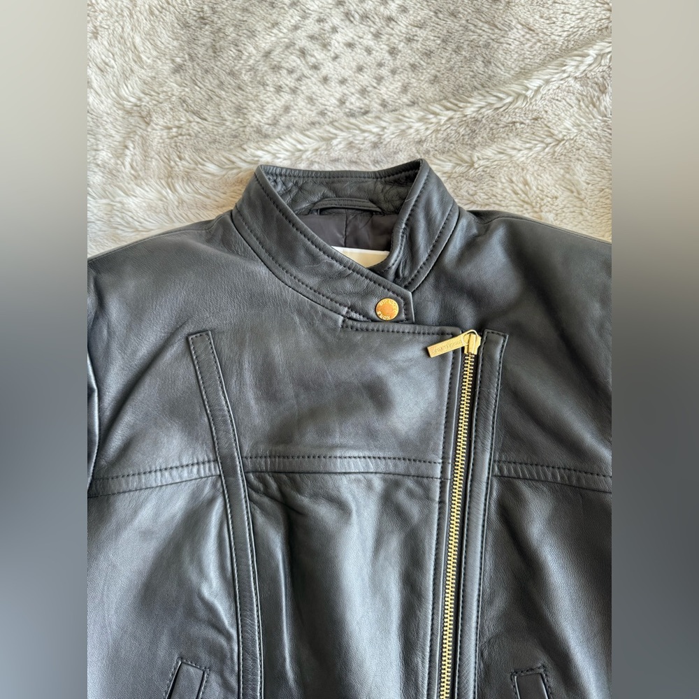 Michael Kors Genuine Leather Black Jacket XS - Picture 7 of 7